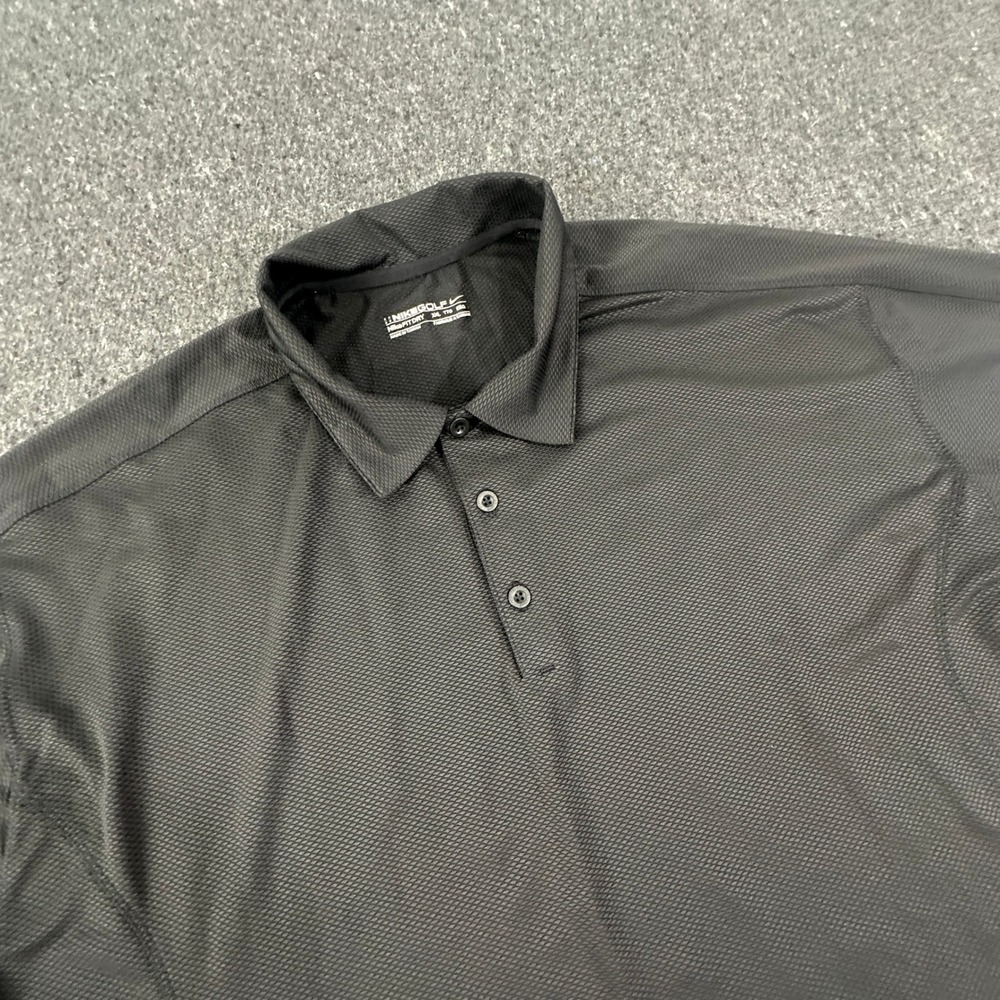 Nike Golf Polo Men XXL Black Textured NikeFit Dry Short Sleeve 256488-010